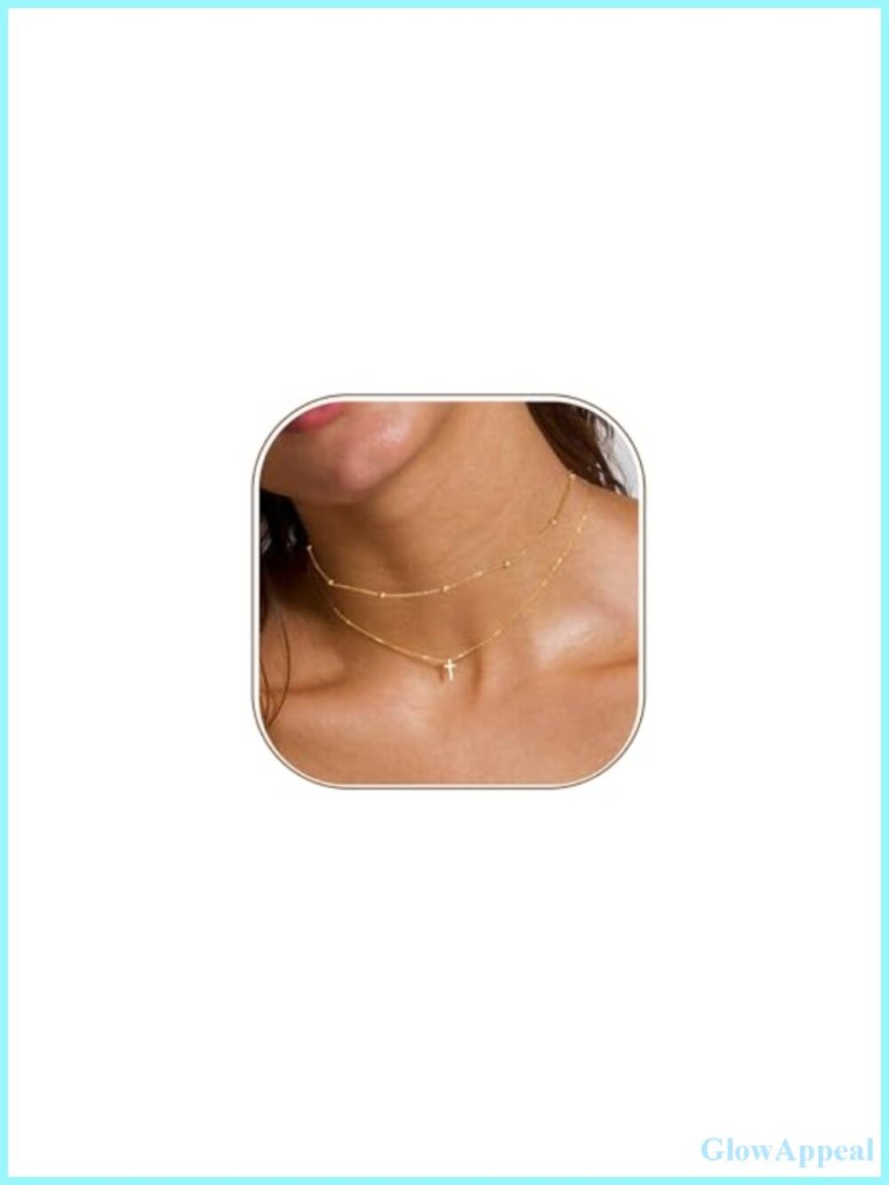 14K Gold Filled Layered Cross Necklaces for Women, Dainty Tiny Sideways Cross